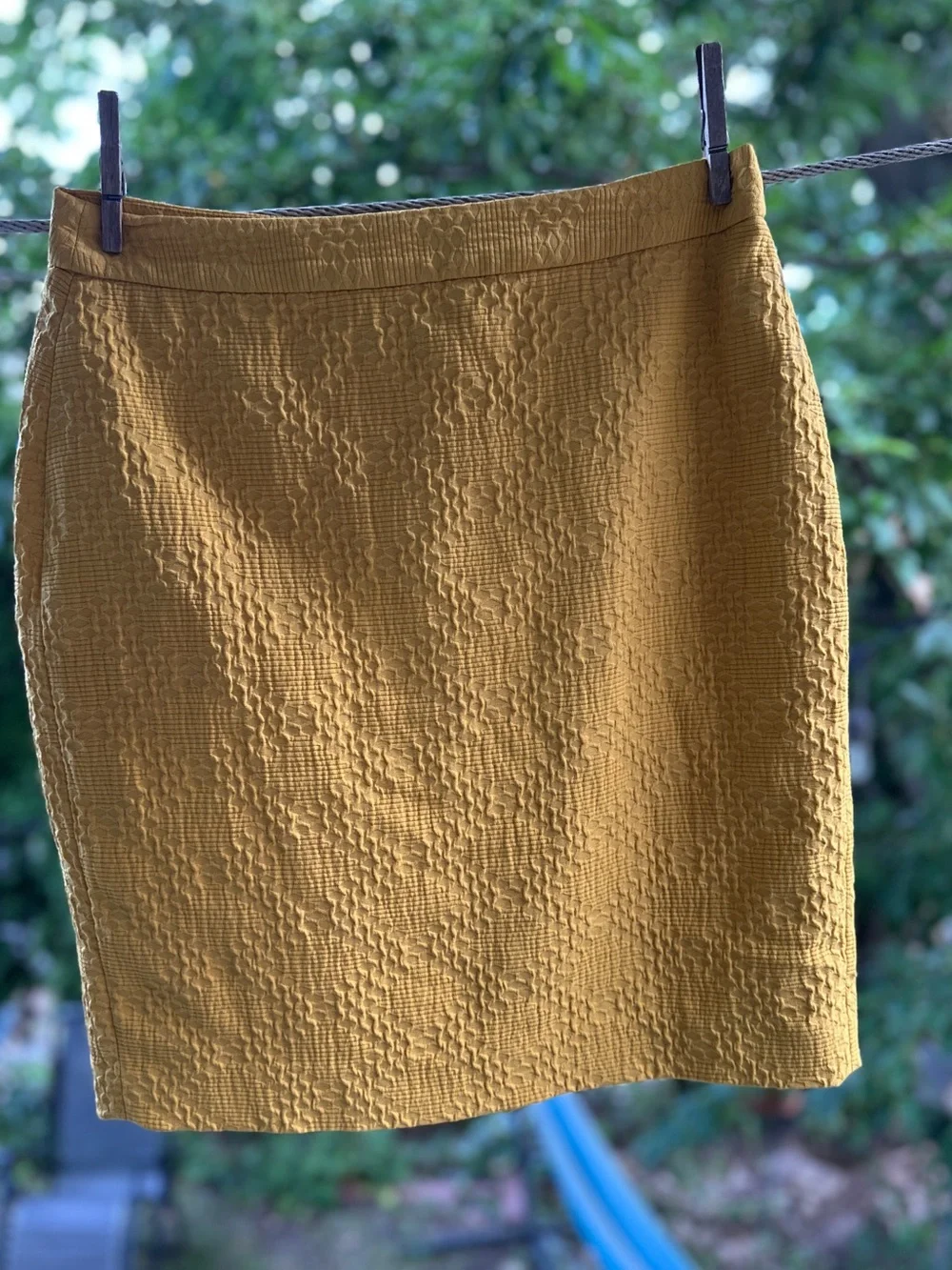 Banana Republic Textured Mustard Pencil Skirt